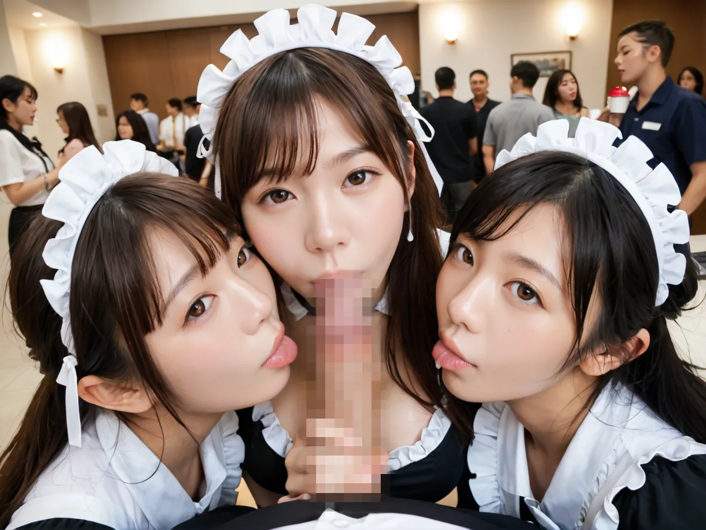 美女達が所かまわずペニスを咥えまくり？！精液をぶっかけられた顔もエッチなAI画像360枚！の37枚目の画像です。