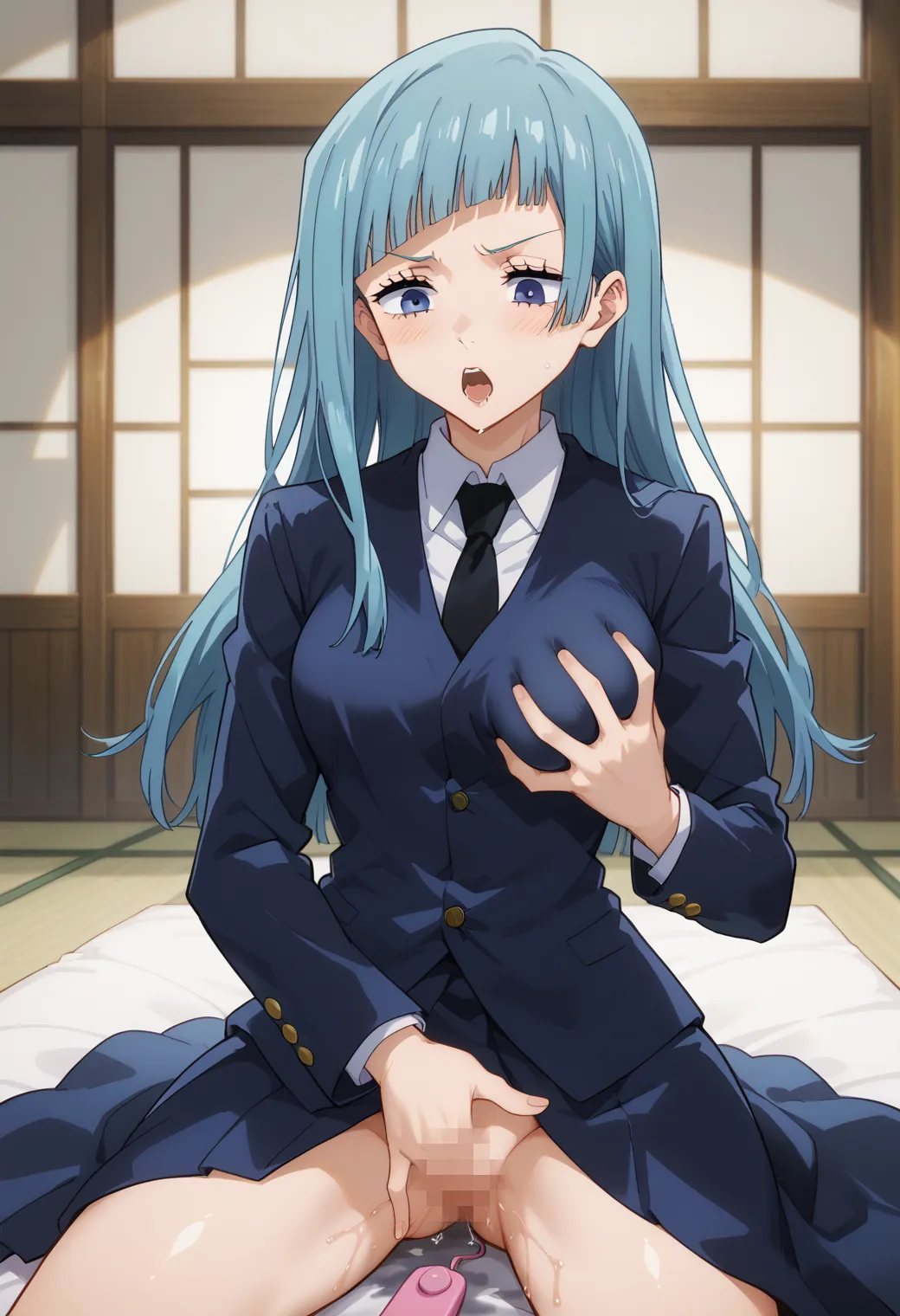呪術廻戦に登場する真のヒロイン？！青い髪が特徴な霞ちゃんのAI画像450枚！(9ページ目)の28枚目の画像です。