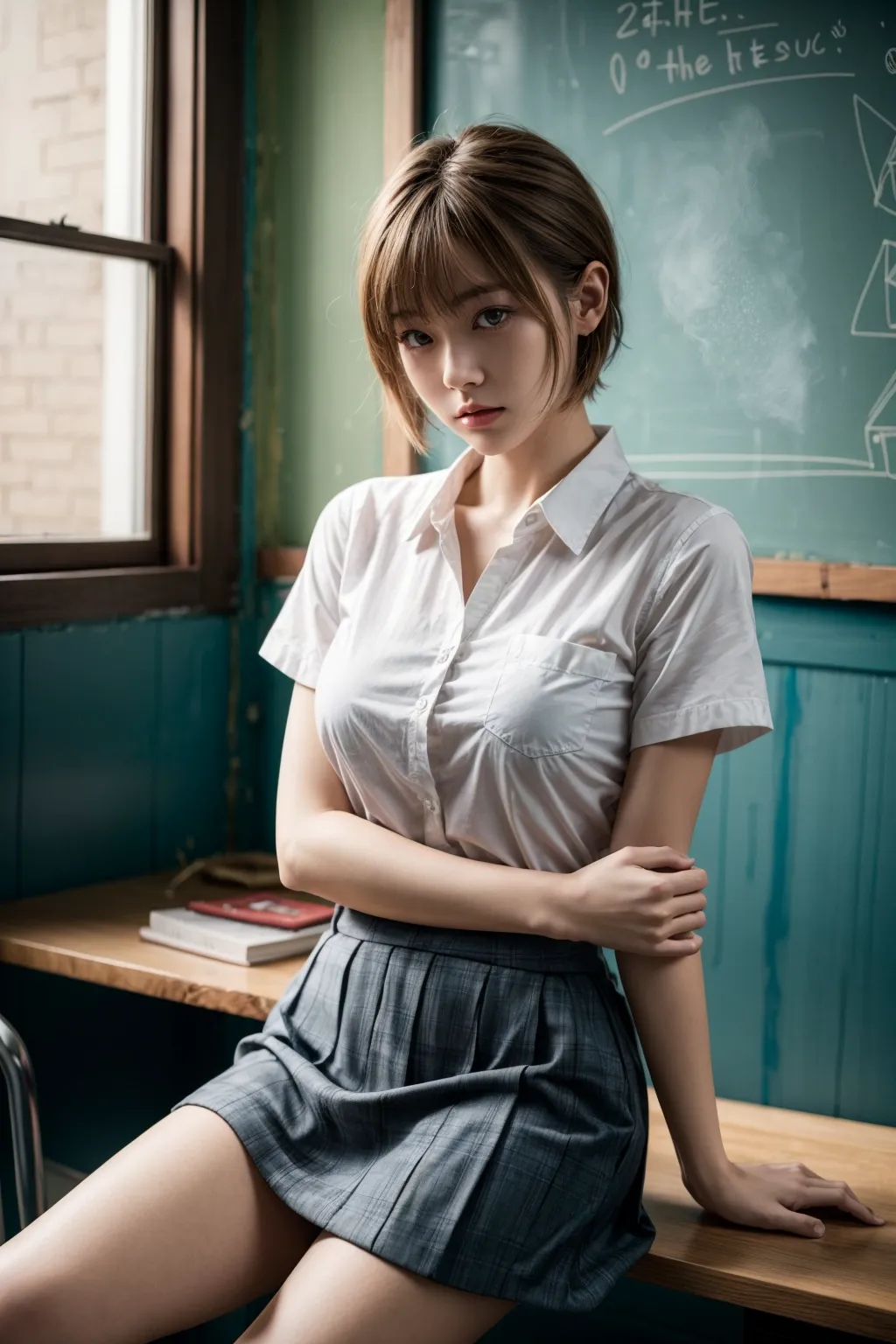 JK着衣グラビアエロ画像200枚まとめ！女子校生の制服や私服姿のエッチな写真集をAIお任せ作成！ポロリもありｗの29枚目の画像です。