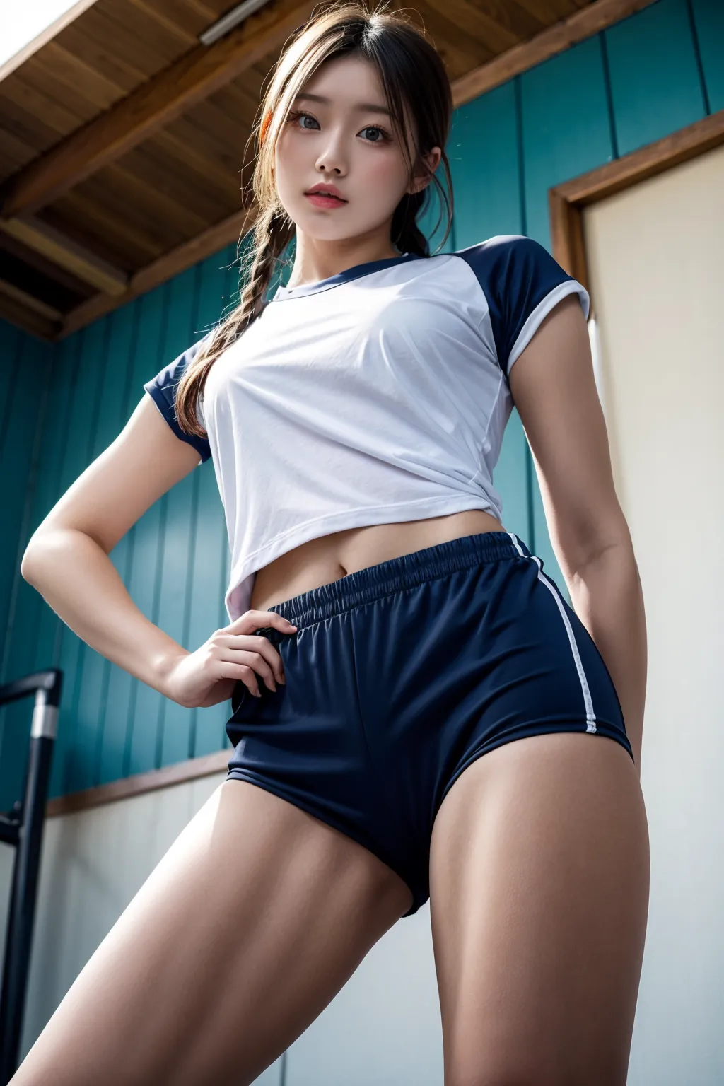 AIで体育の授業中のエッチなJKを生成してみたから見てみて！エロ画像210枚まとめ！(3ページ目)の17枚目の画像です。