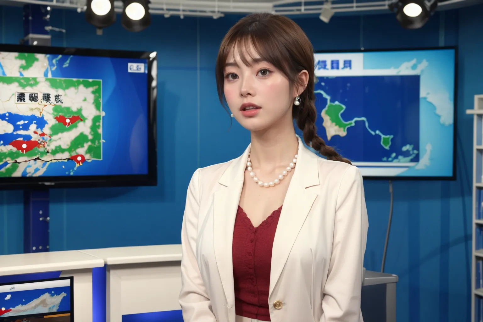 ガチ傑作！！美人ニュースキャスターがヤバい放送事故を起こした結果ｗｗ見ないと絶対損するAIエロ画像300枚まとめ！(4ページ目)の37枚目の画像です。