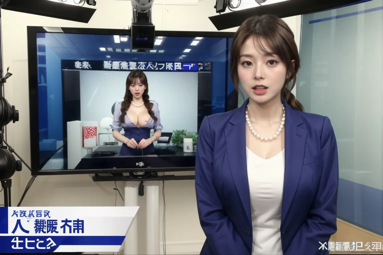 ガチ傑作！！美人ニュースキャスターがヤバい放送事故を起こした結果ｗｗ見ないと絶対損するAIエロ画像300枚まとめ！(2ページ目)の23枚目の画像です。