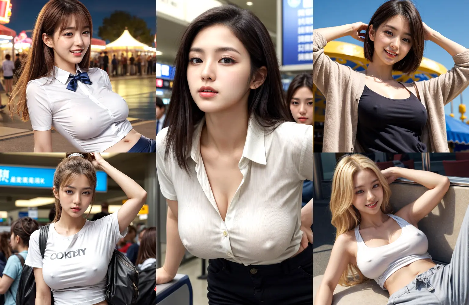 「あれ？もしかしてあの女性…ブラジャー着てない？！」服の上から乳首が丸わかりなAIエロ画像300枚まとめ！の1枚目の画像です。