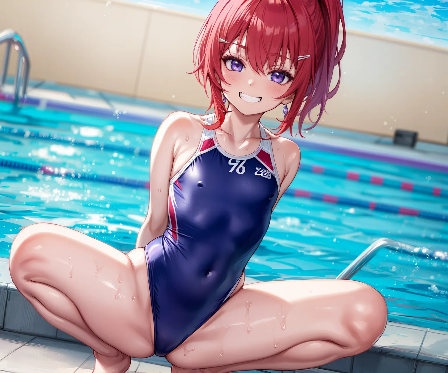 肉付きの良いエッチな身体の美少女たちにテカテカな水着が食い込むAIエロ画像168枚まとめ！(3ページ目)の8枚目の画像です。