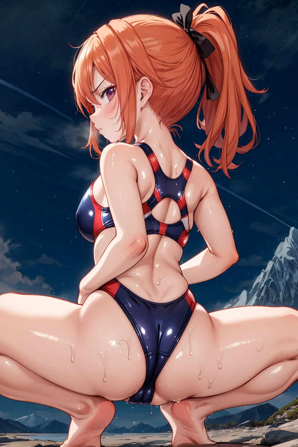 肉付きの良いエッチな身体の美少女たちにテカテカな水着が食い込むAIエロ画像168枚まとめ！(4ページ目)の4枚目の画像です。