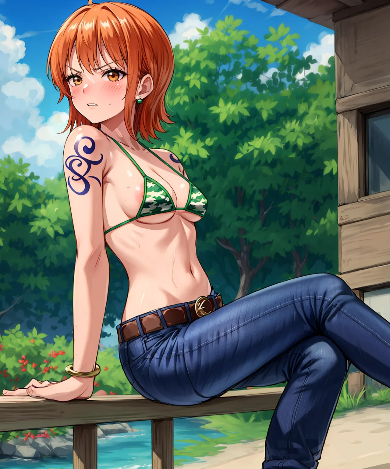 あの有名女海賊ナミさんの少女時代から成長後のエッチなイラストを詰め合わせたAIエロ画像260枚まとめ！(6ページ目)の6枚目の画像です。