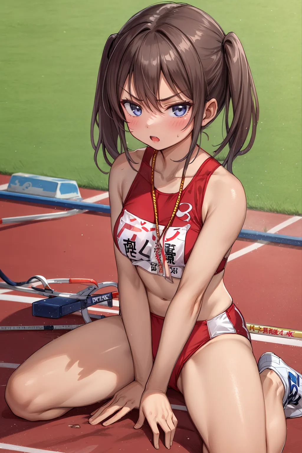 運動場やトラックの上で汗を流すエッチな美少女アスリートたちのAIエロ画像213枚まとめ！(3ページ目)の28枚目の画像です。