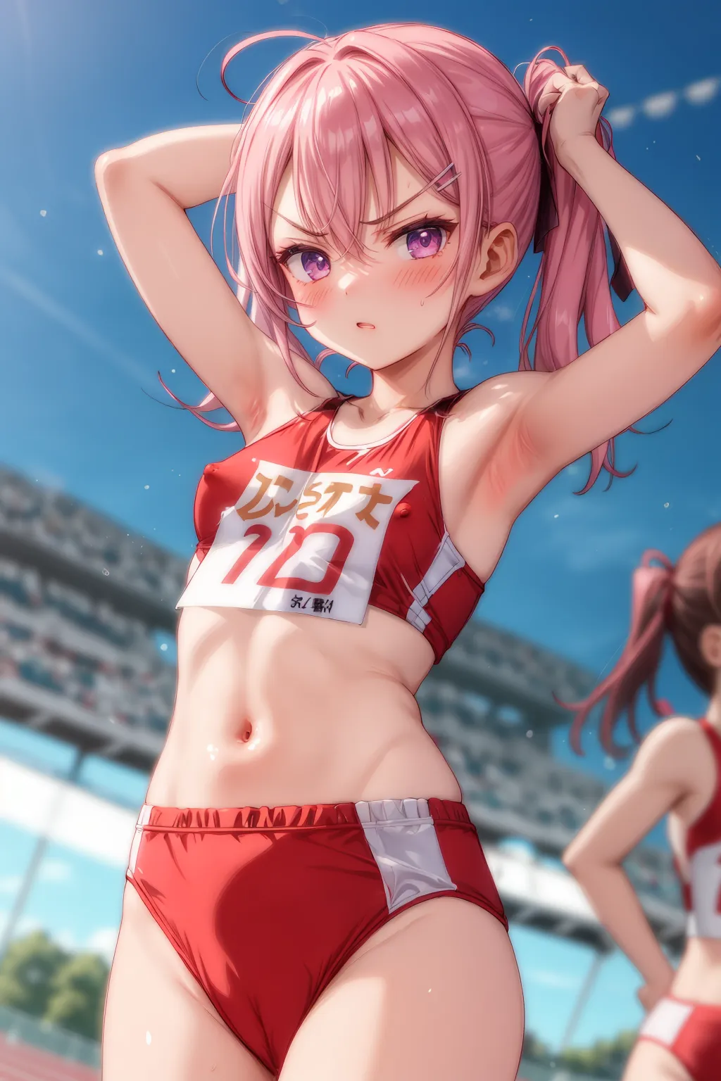 運動場やトラックの上で汗を流すエッチな美少女アスリートたちのAIエロ画像213枚まとめ！(4ページ目)の19枚目の画像です。