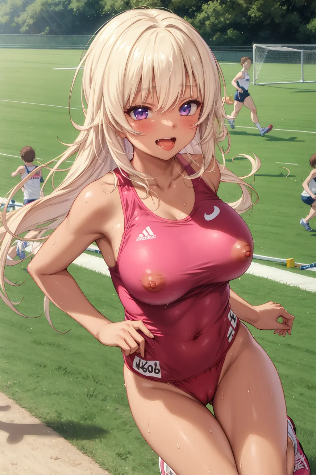 運動場やトラックの上で汗を流すエッチな美少女アスリートたちのAIエロ画像213枚まとめ！(4ページ目)の27枚目の画像です。