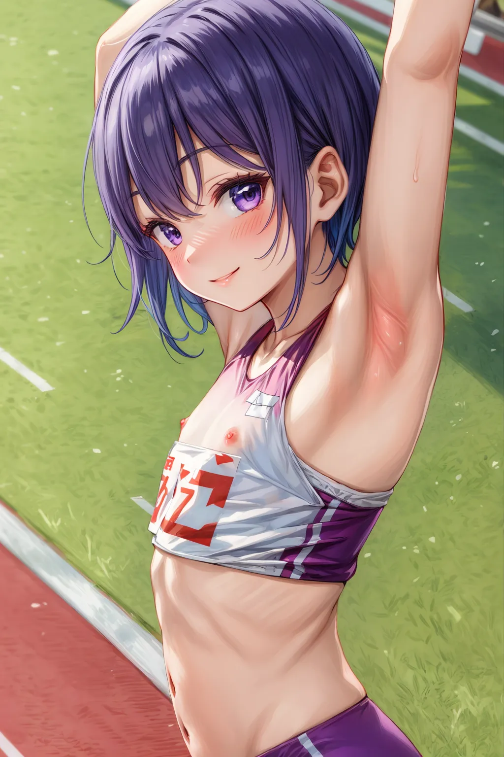 運動場やトラックの上で汗を流すエッチな美少女アスリートたちのAIエロ画像213枚まとめ！(5ページ目)の12枚目の画像です。