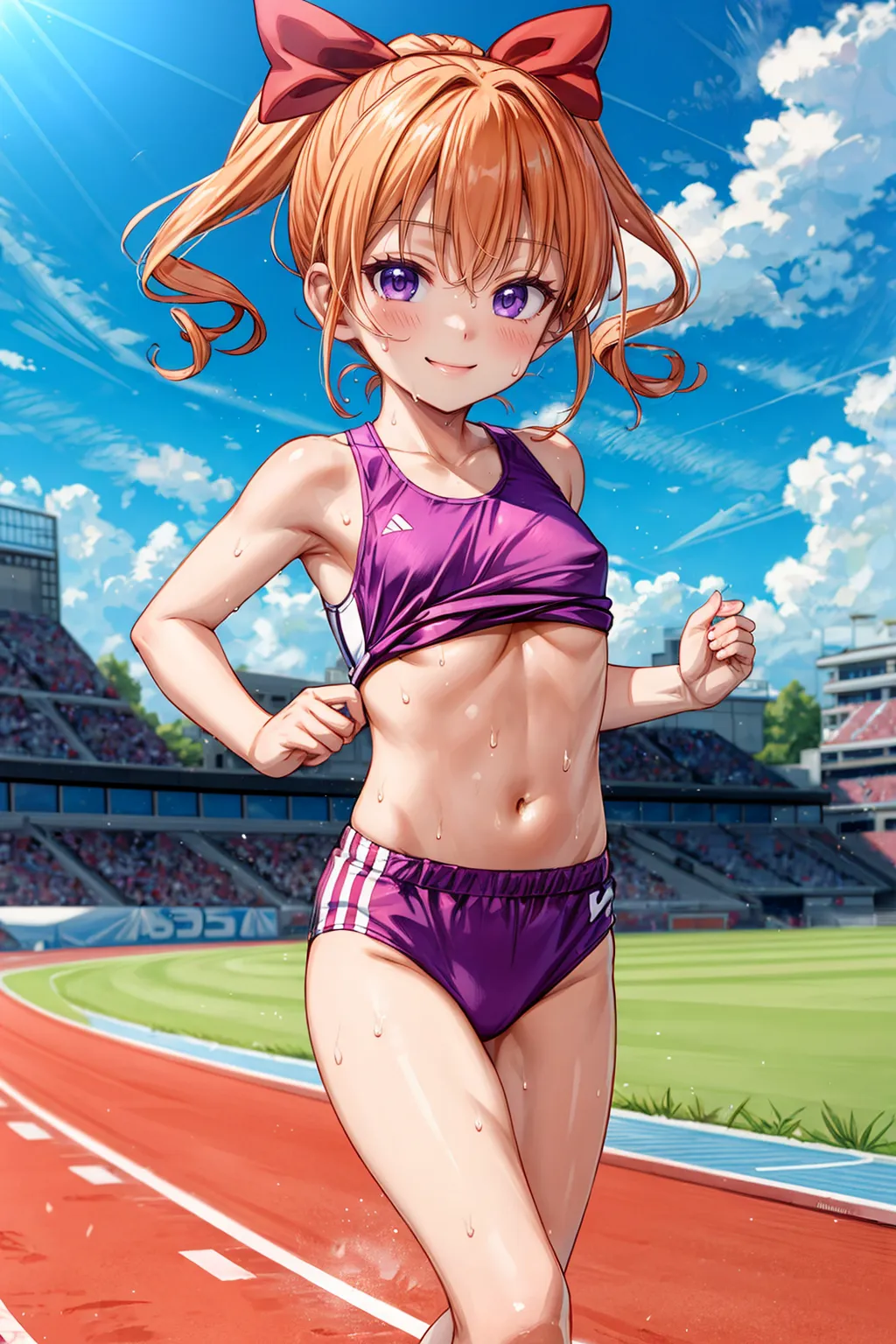 運動場やトラックの上で汗を流すエッチな美少女アスリートたちのAIエロ画像213枚まとめ！(5ページ目)の23枚目の画像です。