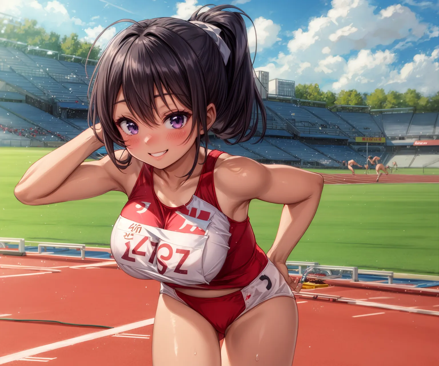 運動場やトラックの上で汗を流すエッチな美少女アスリートたちのAIエロ画像213枚まとめ！(6ページ目)の5枚目の画像です。
