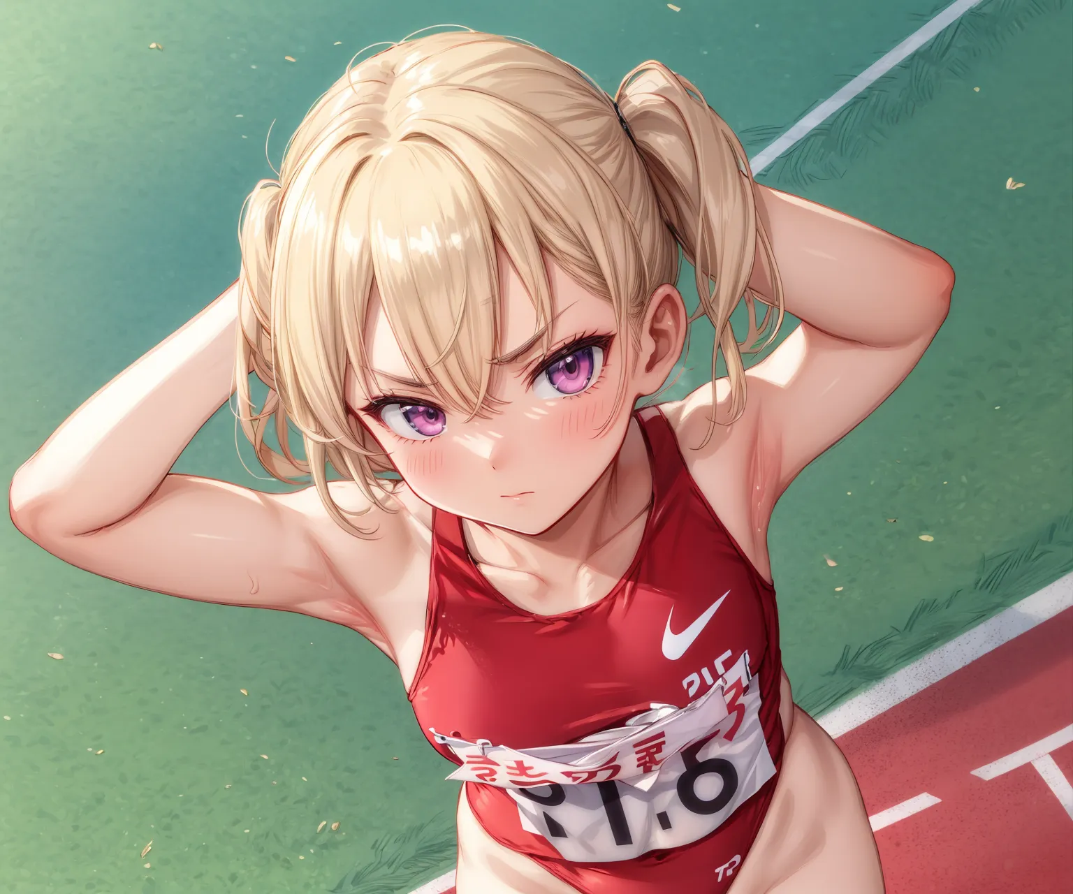 運動場やトラックの上で汗を流すエッチな美少女アスリートたちのAIエロ画像213枚まとめ！の28枚目の画像です。