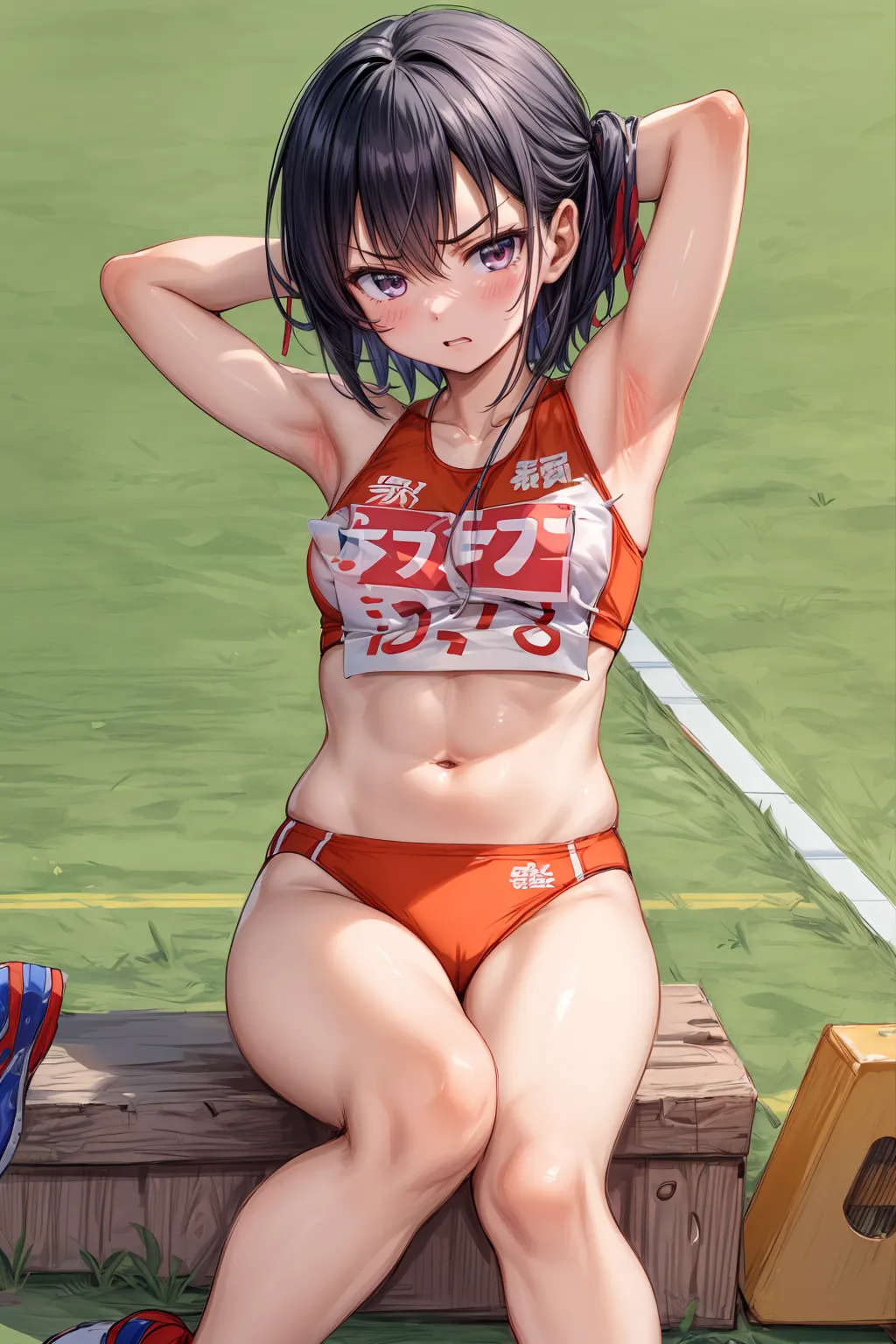 運動場やトラックの上で汗を流すエッチな美少女アスリートたちのAIエロ画像213枚まとめ！の30枚目の画像です。