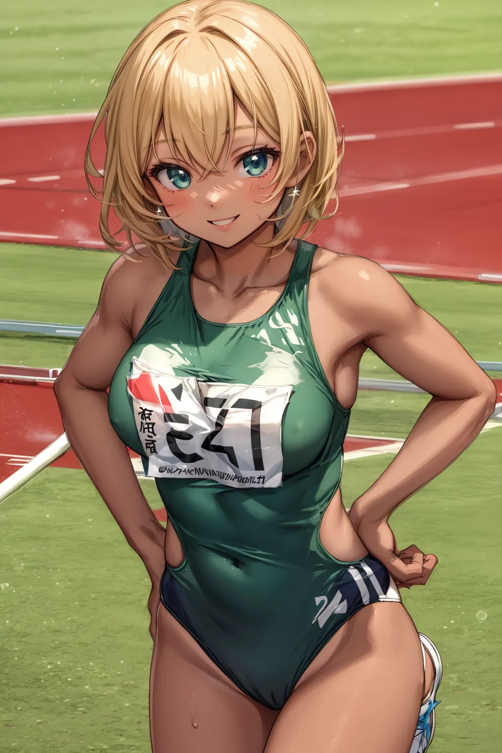 運動場やトラックの上で汗を流すエッチな美少女アスリートたちのAIエロ画像213枚まとめ！の8枚目の画像です。