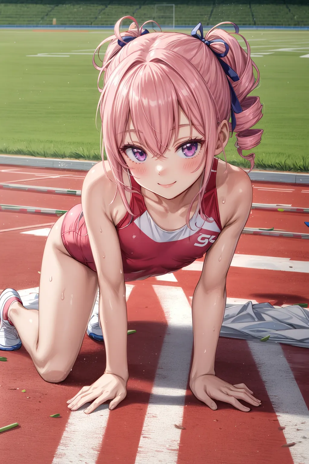 運動場やトラックの上で汗を流すエッチな美少女アスリートたちのAIエロ画像213枚まとめ！の15枚目の画像です。