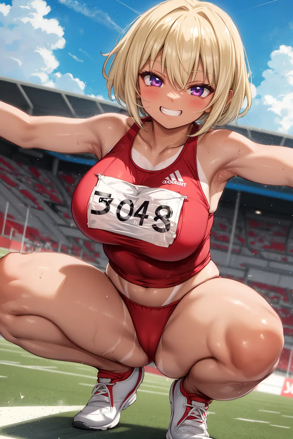 運動場やトラックの上で汗を流すエッチな美少女アスリートたちのAIエロ画像213枚まとめ！(3ページ目)の18枚目の画像です。