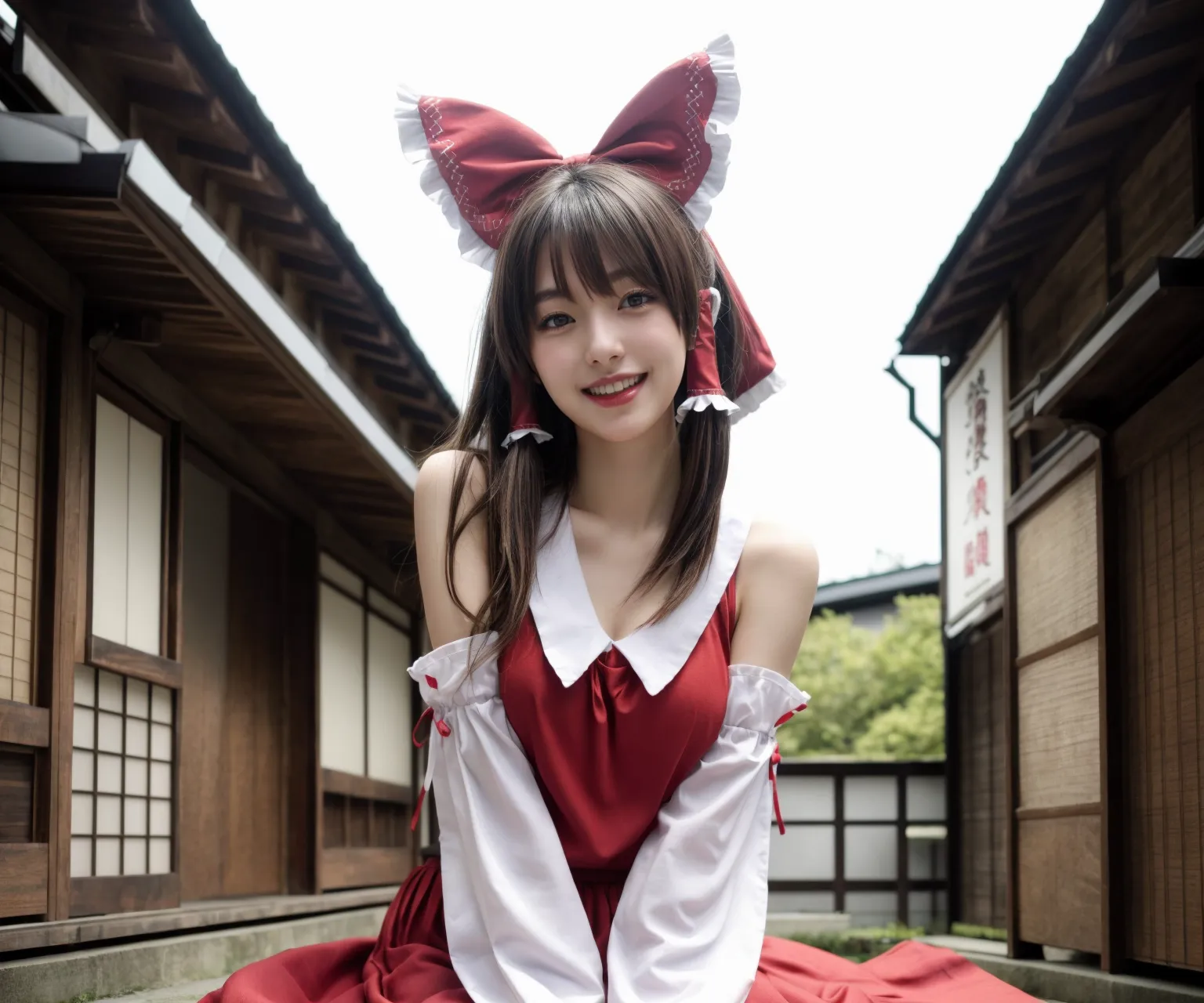 可愛い美少女たちが霊夢ちゃんのコスプレをしてくれたAIエロ画像303枚まとめ！の10枚目の画像です。