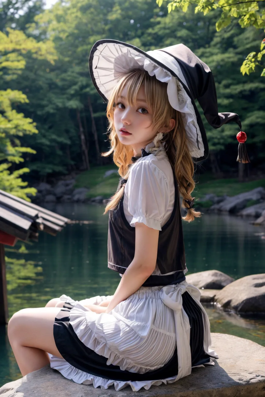 可愛い美少女たちが魔理沙ちゃんのコスプレをしてくれたAIエロ画像240枚まとめ！(4ページ目)の21枚目の画像です。