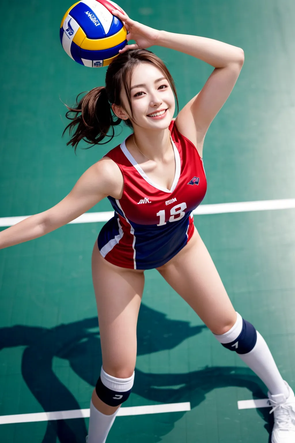 乳も尻も腋も全部エッチ！ｗｗ変態巨乳バレー美女のAIエロ画像424枚まとめ！(2ページ目)の16枚目の画像です。