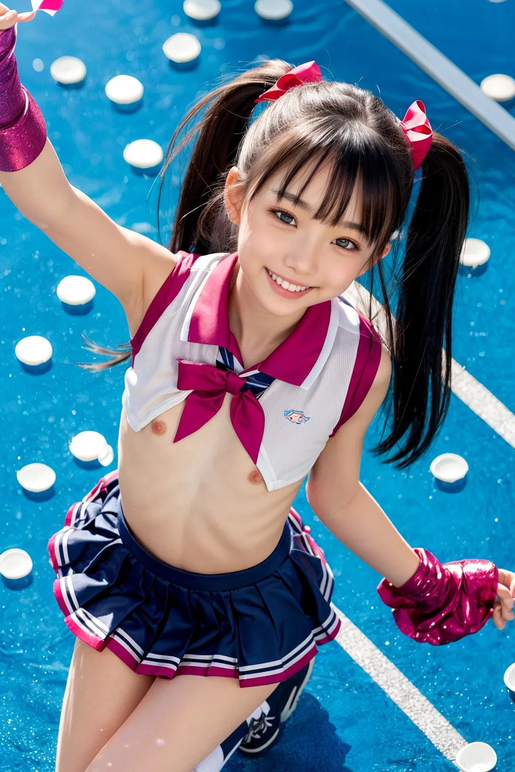 「お兄ちゃん！ファイト♥️」エッチなちっぱいチアガールたちが精一杯応援してくれる？！AIエロ画像240枚まとめ！の20枚目の画像です。