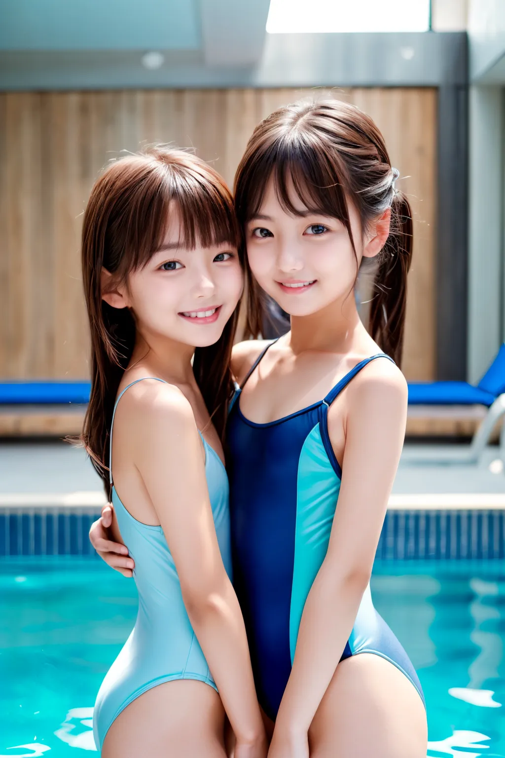 夏だ！プールだ！スク水だ！！童顔貧乳美少女のエッチな水着グラビアAI画像260枚！(うっかり全裸な娘も♥️)(5ページ目)の31枚目の画像です。