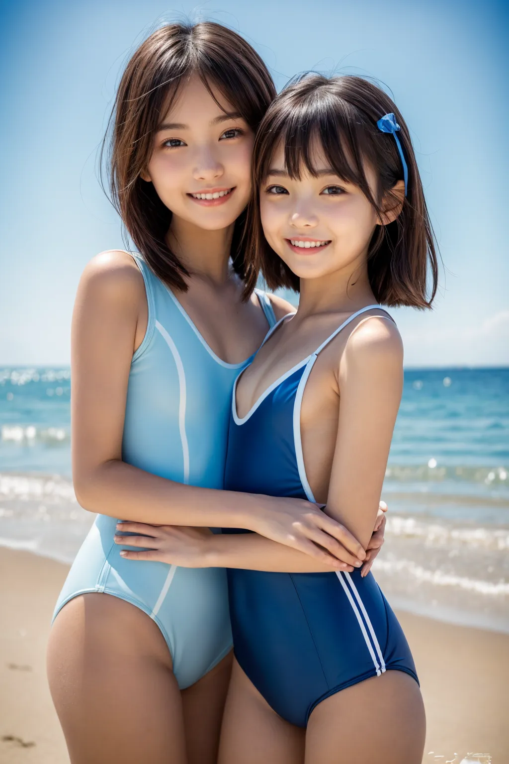 夏だ！プールだ！スク水だ！！童顔貧乳美少女のエッチな水着グラビアAI画像260枚！(うっかり全裸な娘も♥️)(5ページ目)の37枚目の画像です。