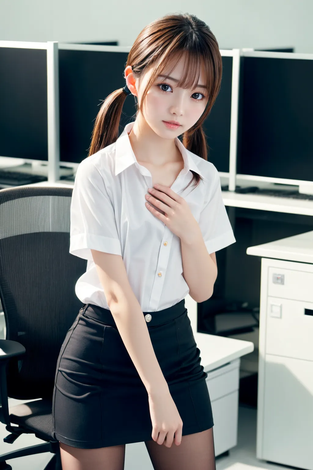 新しい職場は童顔小柄変態美女だらけ？！エッチなオフィスで仕事に集中できないAI画像343枚！の13枚目の画像です。