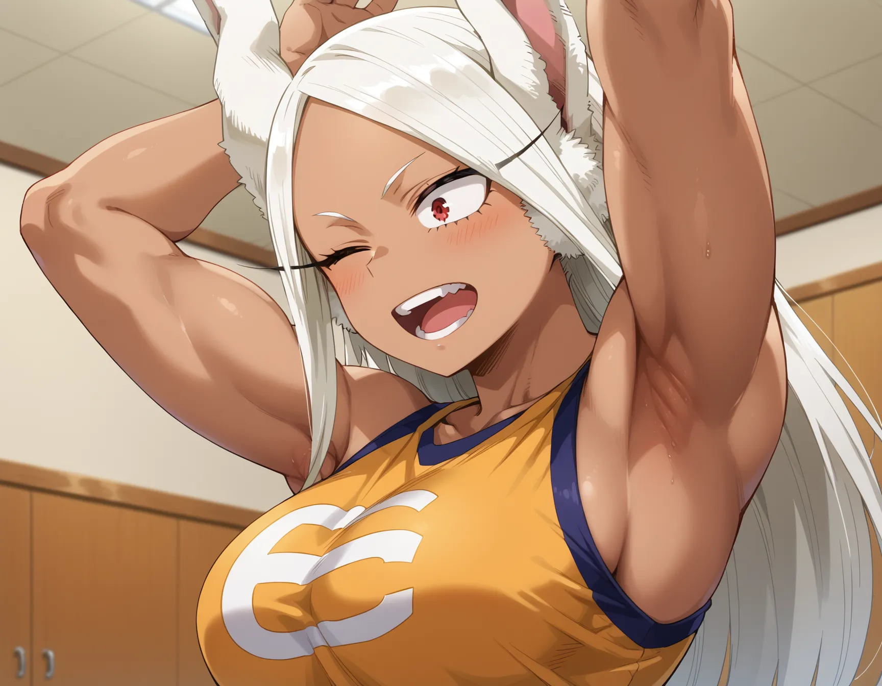 ヒロアカに登場する兎巨乳褐色ゴリマッチョ？！なミルコちゃんのエロいAI画像420枚！(5ページ目)の9枚目の画像です。